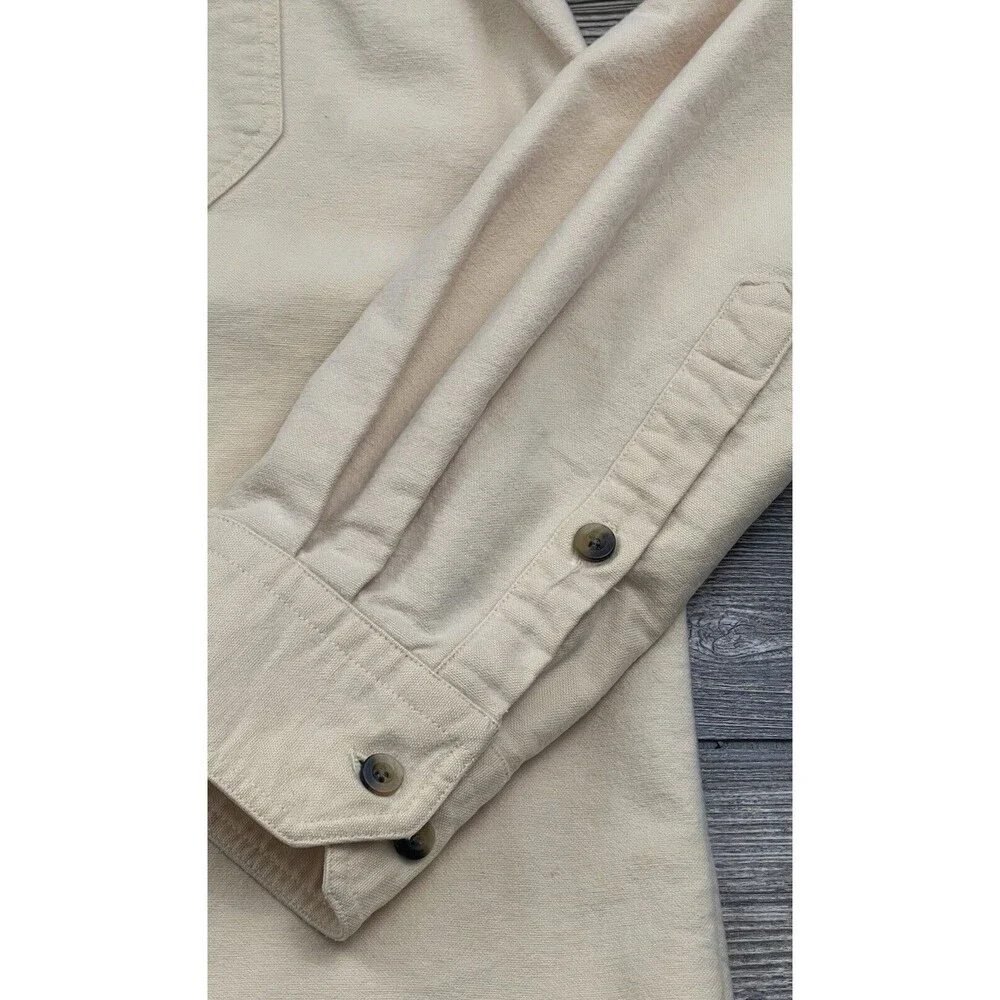 Vtg Lands End Mens LT Button Up Shirt Yellow Outdoor‎ Heavy Cotton Cabincore